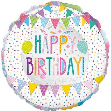 Oaktree 18inch Patchwork Birthday - Foil Balloons